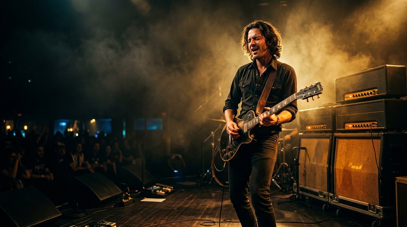 Guitarrista de Rock em show ao vivo